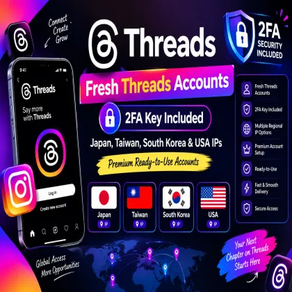 Fresh Threads Accounts • 2FA Key Included • Multiple Regional IP Options • Premium Account Setup • Ready-to-Use • Fast & Smooth Delivery • Secure Access